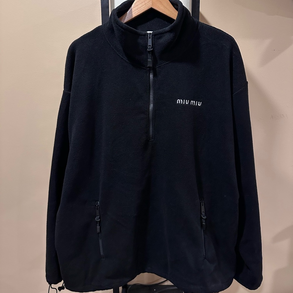 Miu Miu Black Fleece Quarter Zip Sweatshirt Jacket